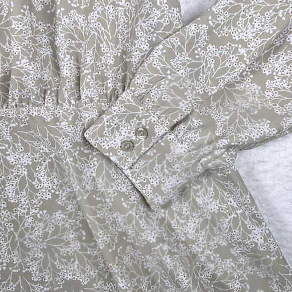 H&M Green White Ditsy Floral Long Sleeve V Neck Shift A Line Dress Size XXL - Picture 8 of 14